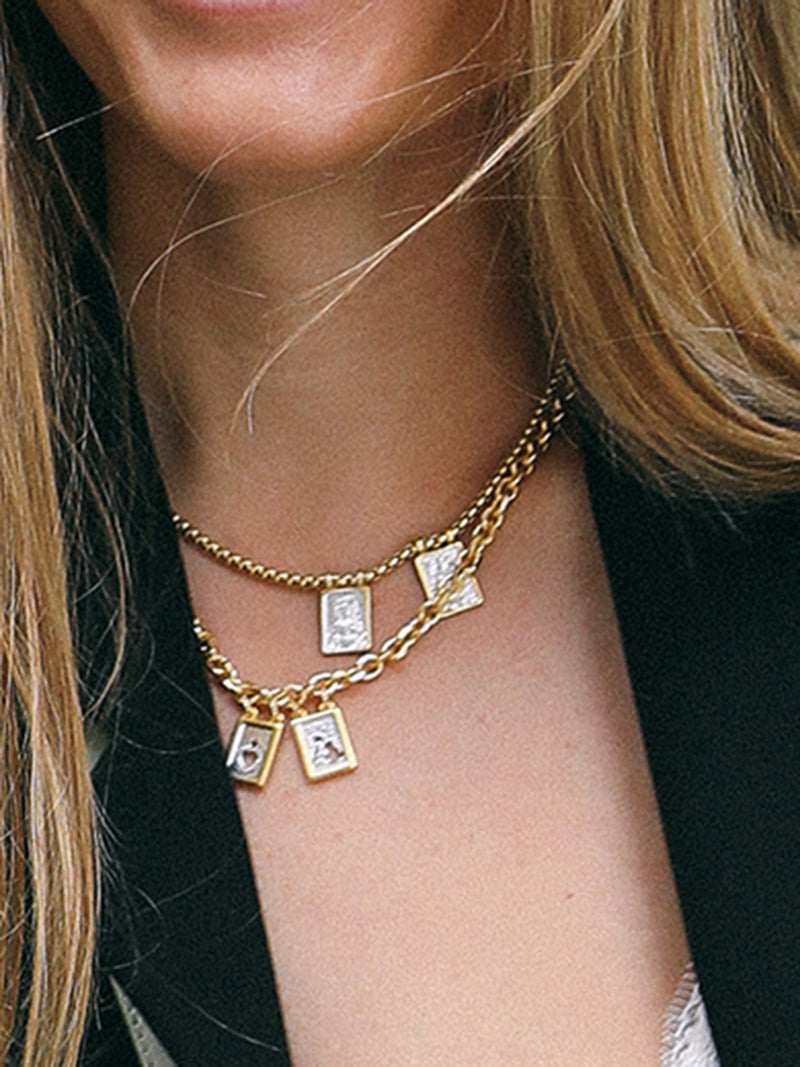Aurora – Gold Scapular Necklace with Sacred Heart & Our Lady of Mount Carmel