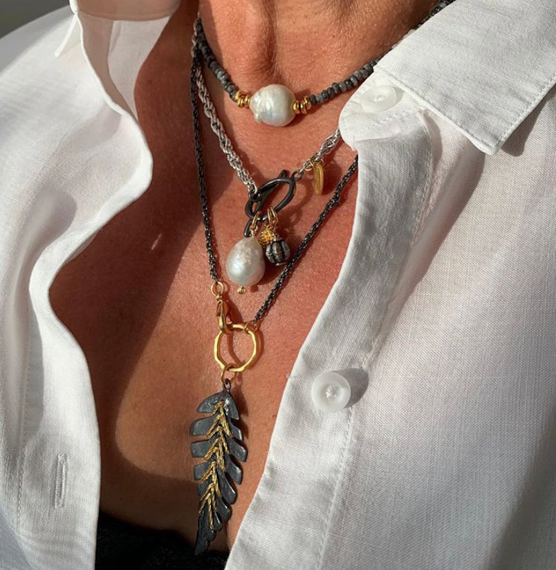Long silver chain Celia necklace