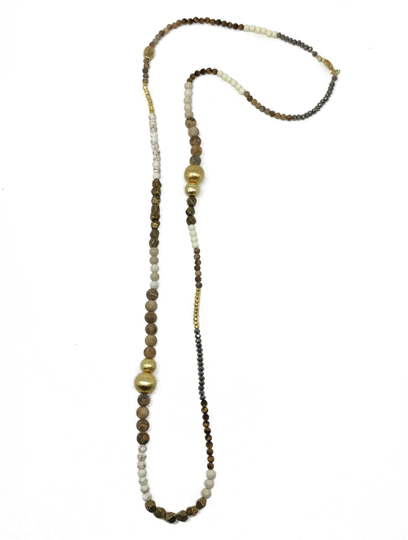 Mixed stone necklace - brown Rue