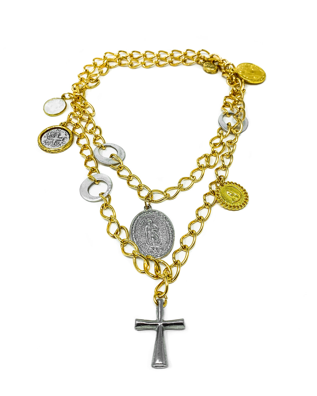 Saints GOLD Necklace Cross and Chain Jewelry stores