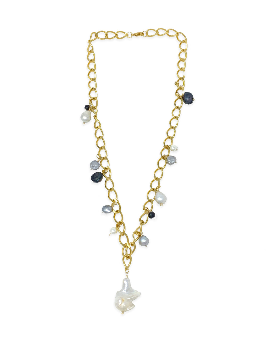 pearl stone chain necklace