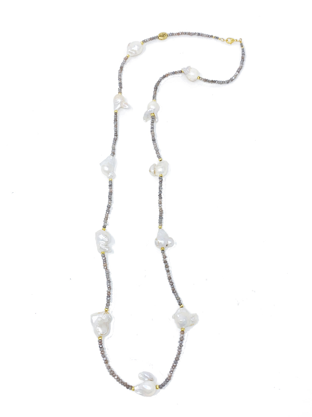 Silver stone necklace pearl